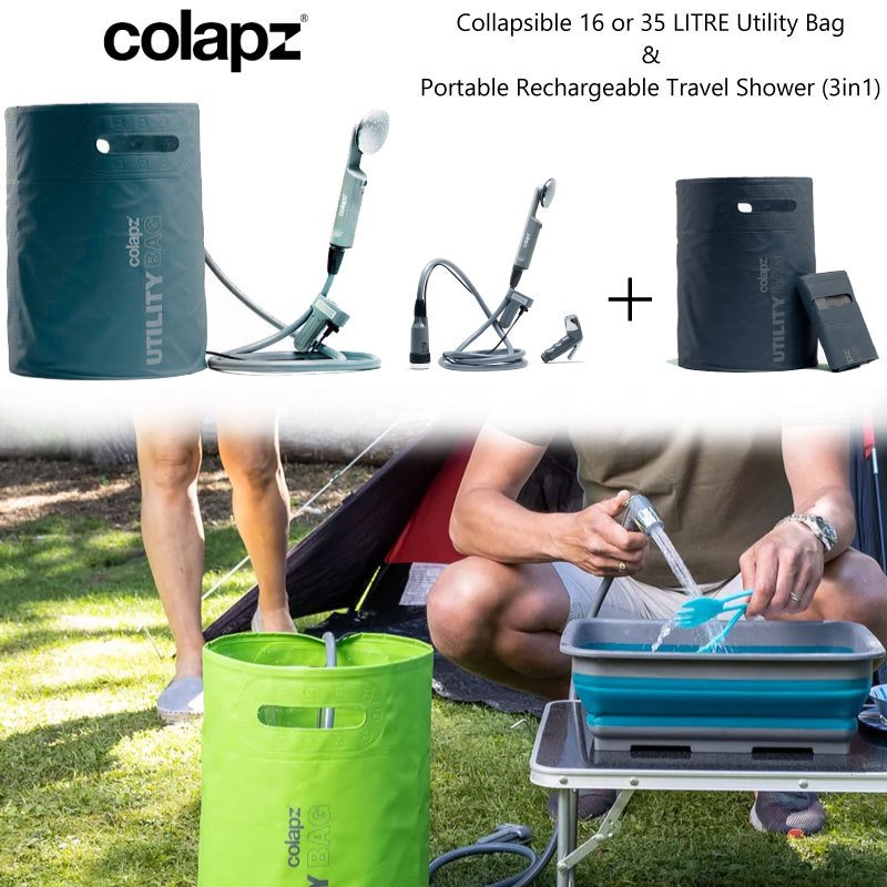 コラプズ シャワー＆バケツ35L セット Collapsible Utility Bag 12v Portable Rechargeable Travel Shower ポータブルシャワー